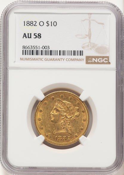 1882-O $10 Liberty Eagle NGC AU58