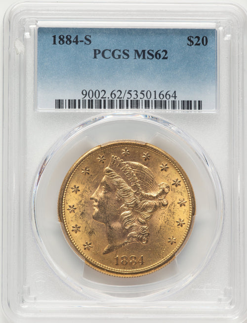 1884-S $20 Liberty Double Eagle PCGS MS62