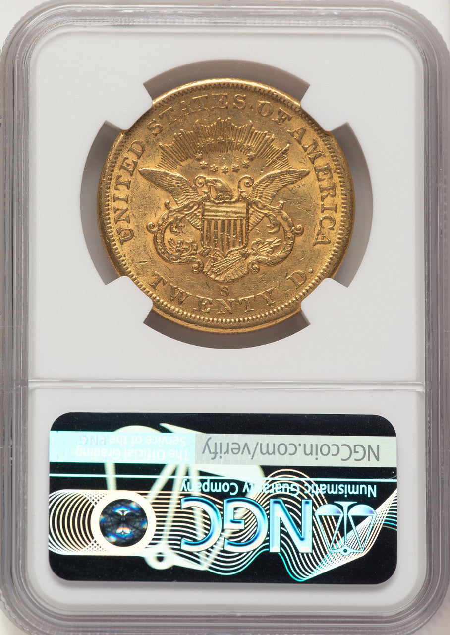 1860-S $20 Liberty Double Eagle NGC AU55