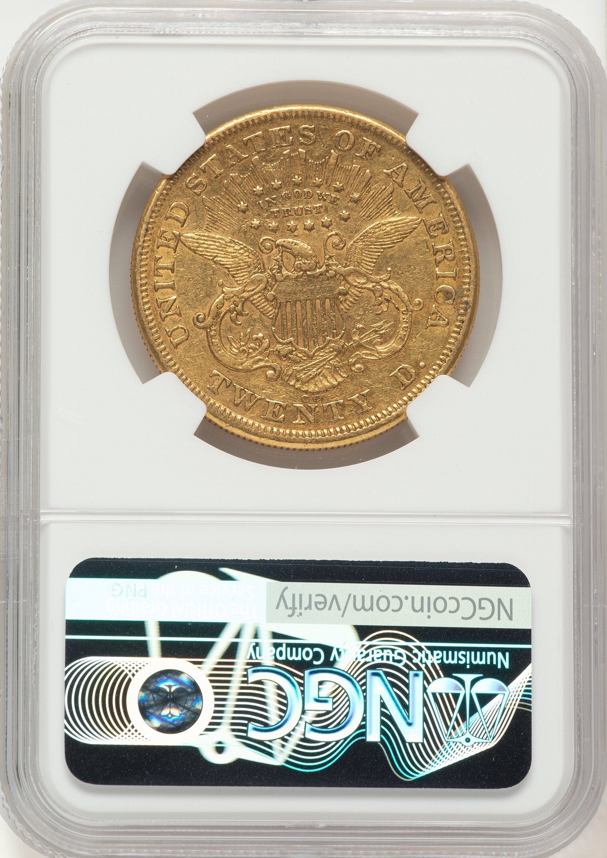 1872-CC $20 Liberty Double Eagle NGC AU50