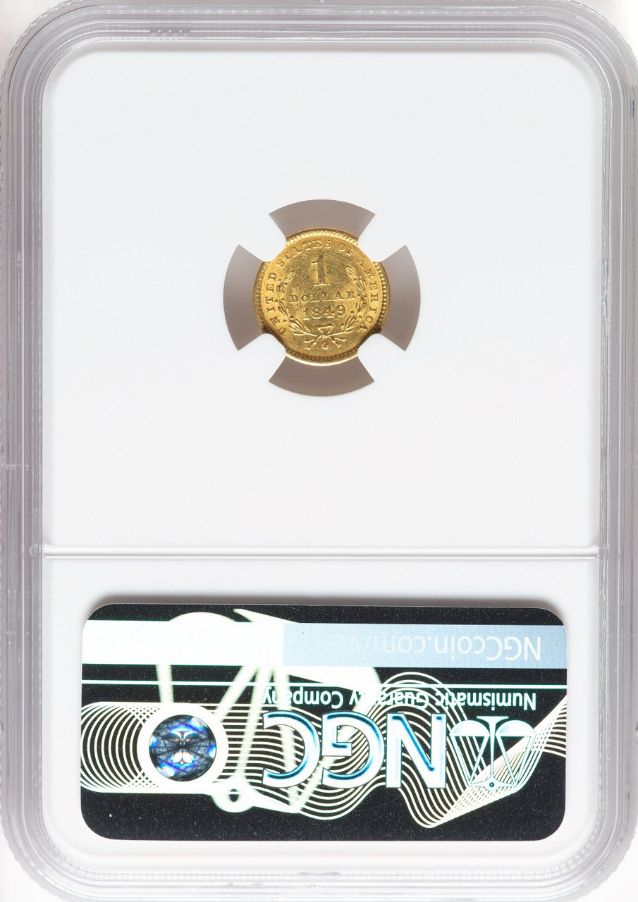 1849-O G$1 Open Wreath Gold Dollar NGC AU55