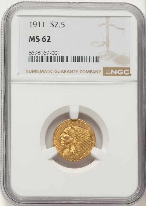 1911 $2.50 Indian Quarter Eagle NGC MS62
