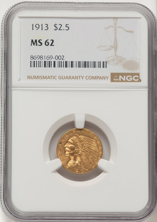 1913 $2.50 Indian Quarter Eagle NGC MS62