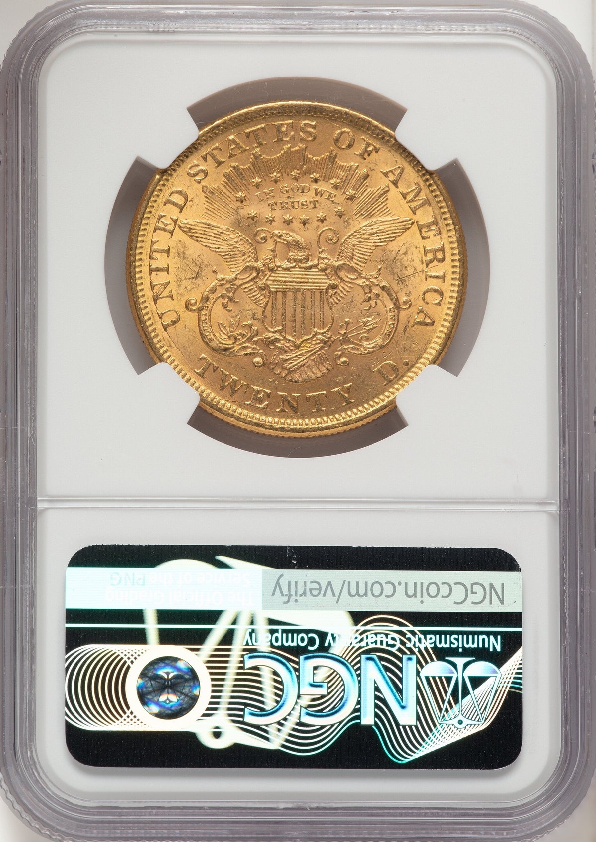 1873 $20 OPEN 3 Liberty Double Eagle NGC MS61