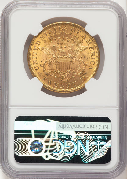 1873 $20 OPEN 3 Liberty Double Eagle NGC MS61