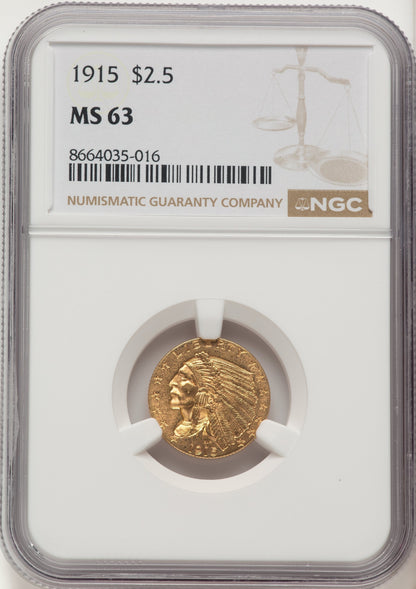 1915 $2.50 Indian Quarter Eagle NGC MS63