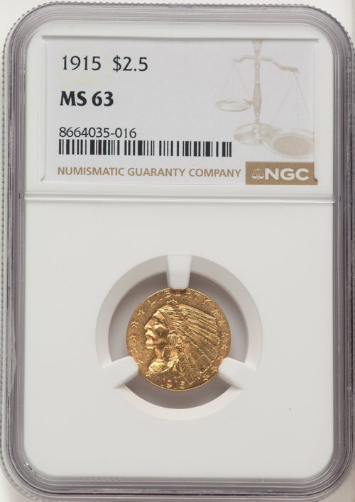 1915 $2.50 Indian Quarter Eagle NGC MS63
