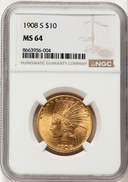 1908-S $10 Indian Eagle NGC MS64