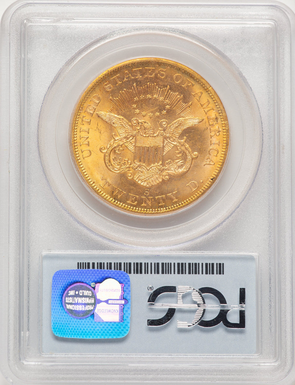 1857-S $20 Liberty Double Eagle PCGS MS64