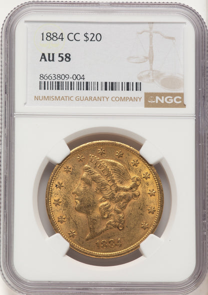 1884-CC $20 Liberty Double Eagle NGC AU58