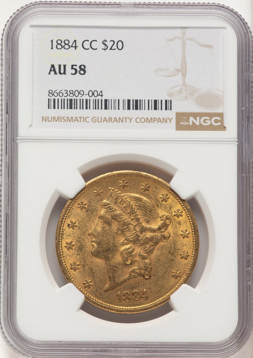 1884-CC $20 Liberty Double Eagle NGC AU58