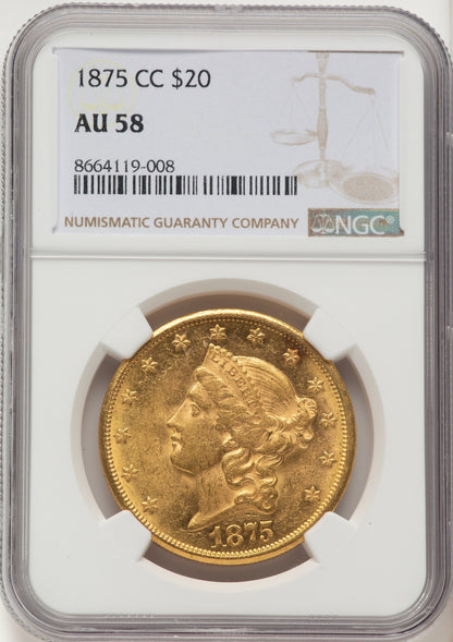 1875-CC $20 Liberty Double Eagle NGC AU58
