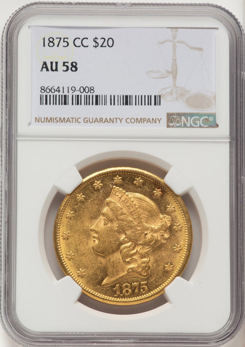 1875-CC $20 Liberty Double Eagle NGC AU58