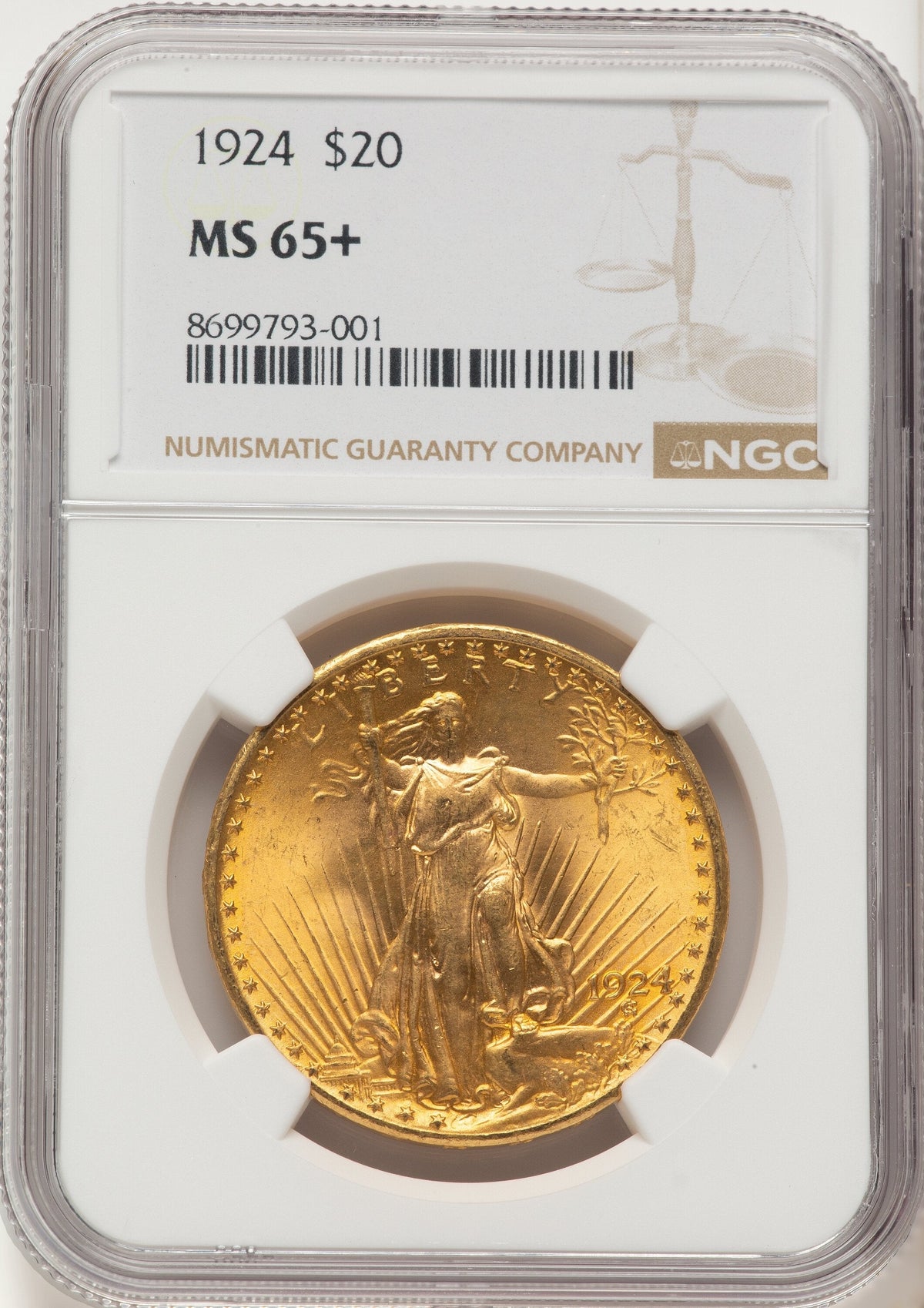 1924 $20 Saint Saint-Gaudens Double Eagle NGC MS65+