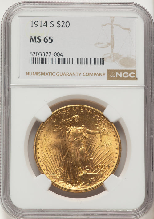 1914-S $20 Saint-Gaudens Double Eagle NGC MS65