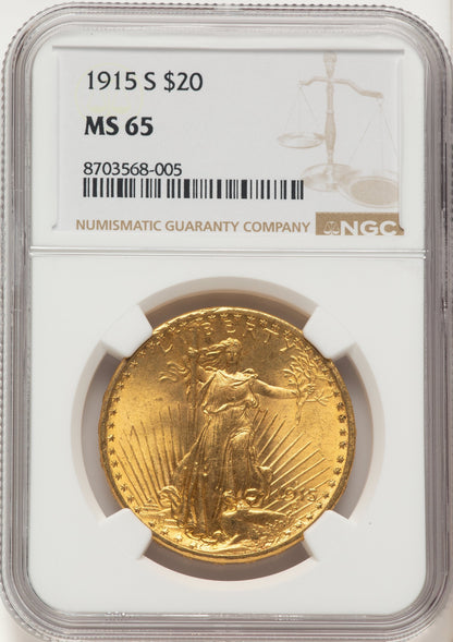 1915-S $20 Saint-Gaudens Double Eagle NGC MS65