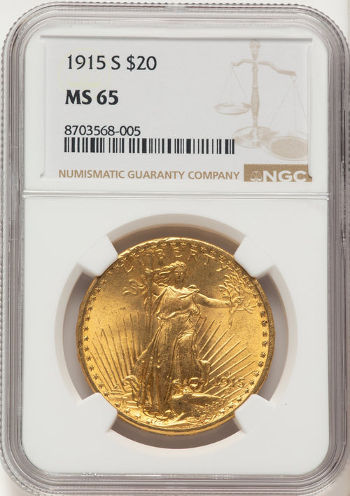 1915-S $20 Saint-Gaudens Double Eagle NGC MS65