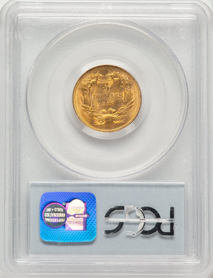 1888 $3 Three Dollar Gold Pieces PCGS MS63