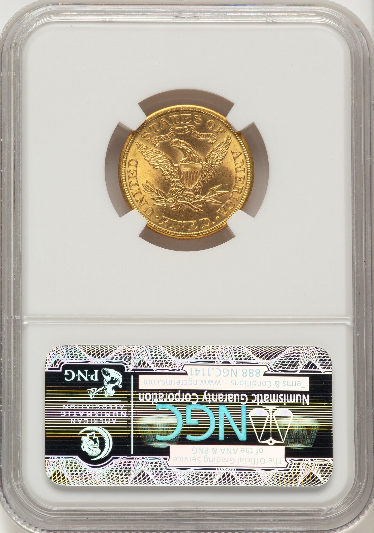 1908 $5 Liberty Liberty Half Eagle NGC MS66