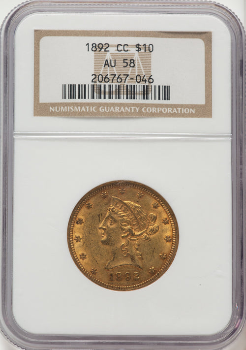 1892-CC $10 Liberty Eagle NGC AU58