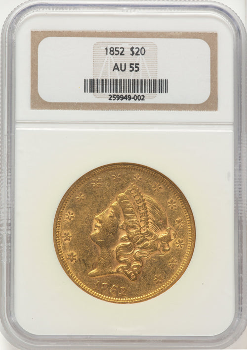 1852 $20 Liberty Double Eagle NGC AU55