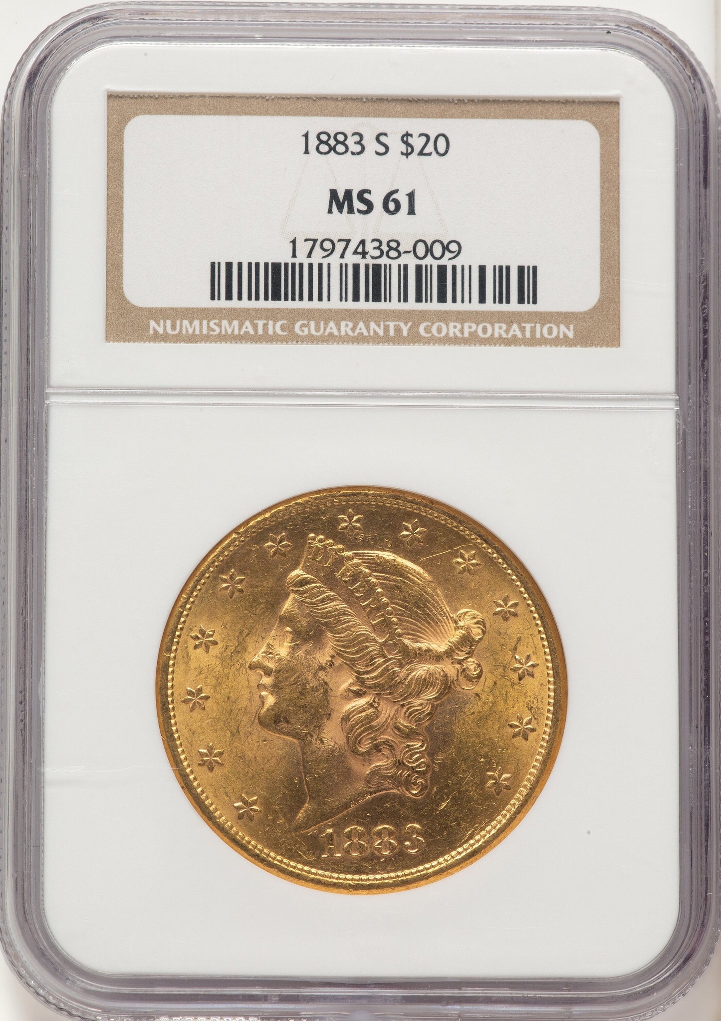 1883-S $20 Liberty Double Eagle NGC MS61