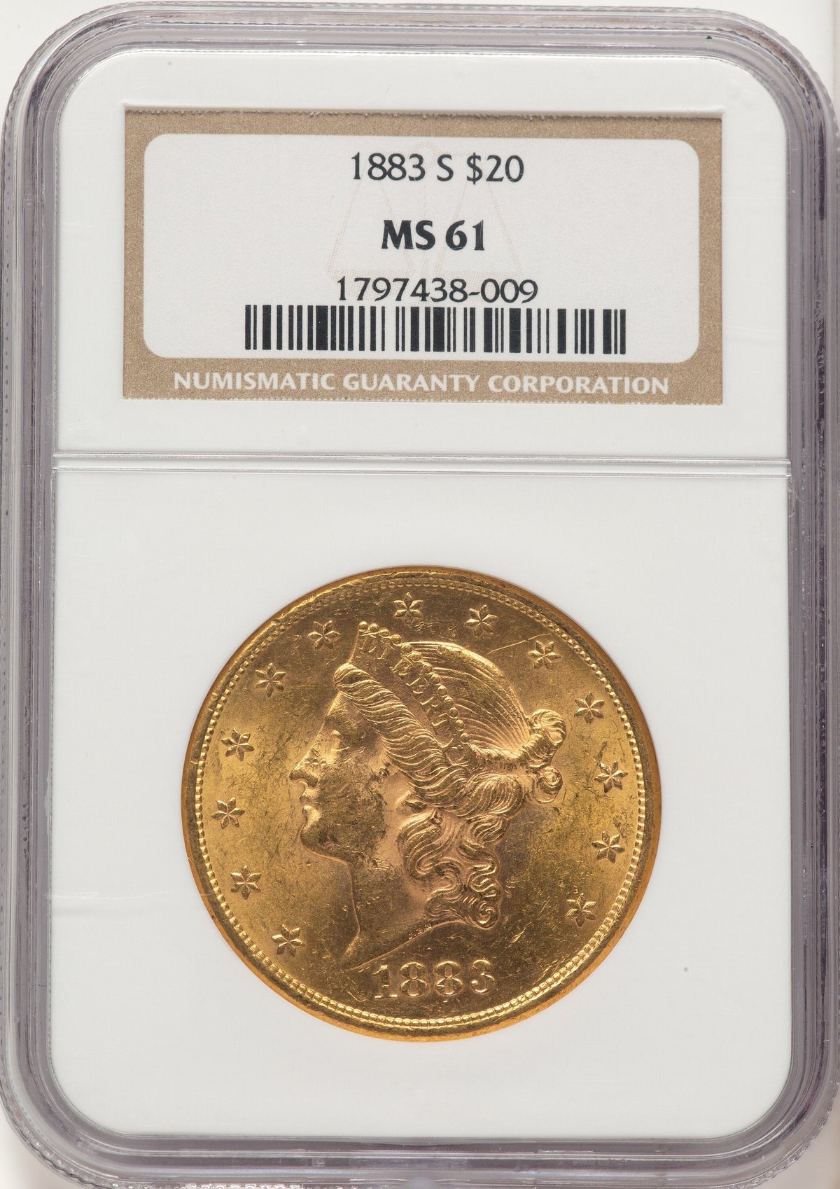 1883-S $20 Liberty Double Eagle NGC MS61