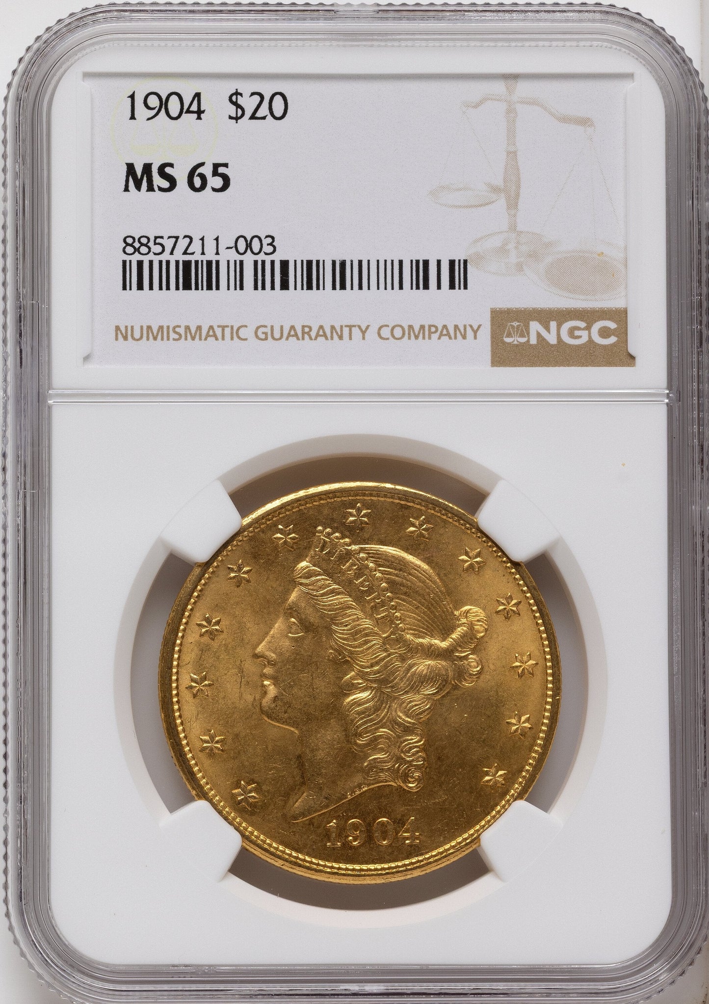 1904 $20 Liberty Liberty Double Eagle NGC MS65