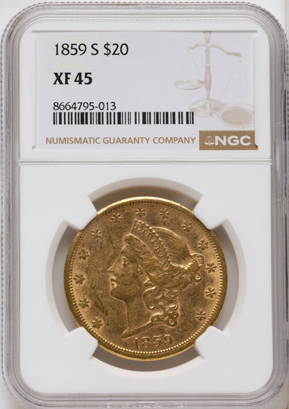 1859-S $20 Liberty Double Eagle NGC XF45