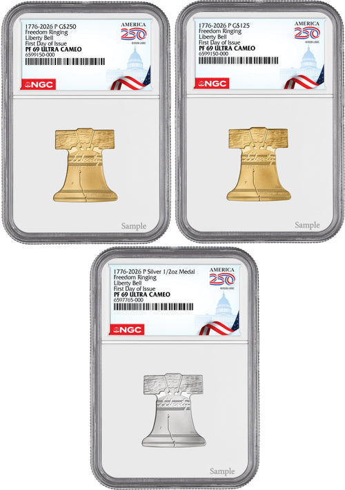 2026-P Freedom Ringing Liberty Bell 3-Coin Set FDI NGC PF69 Congress