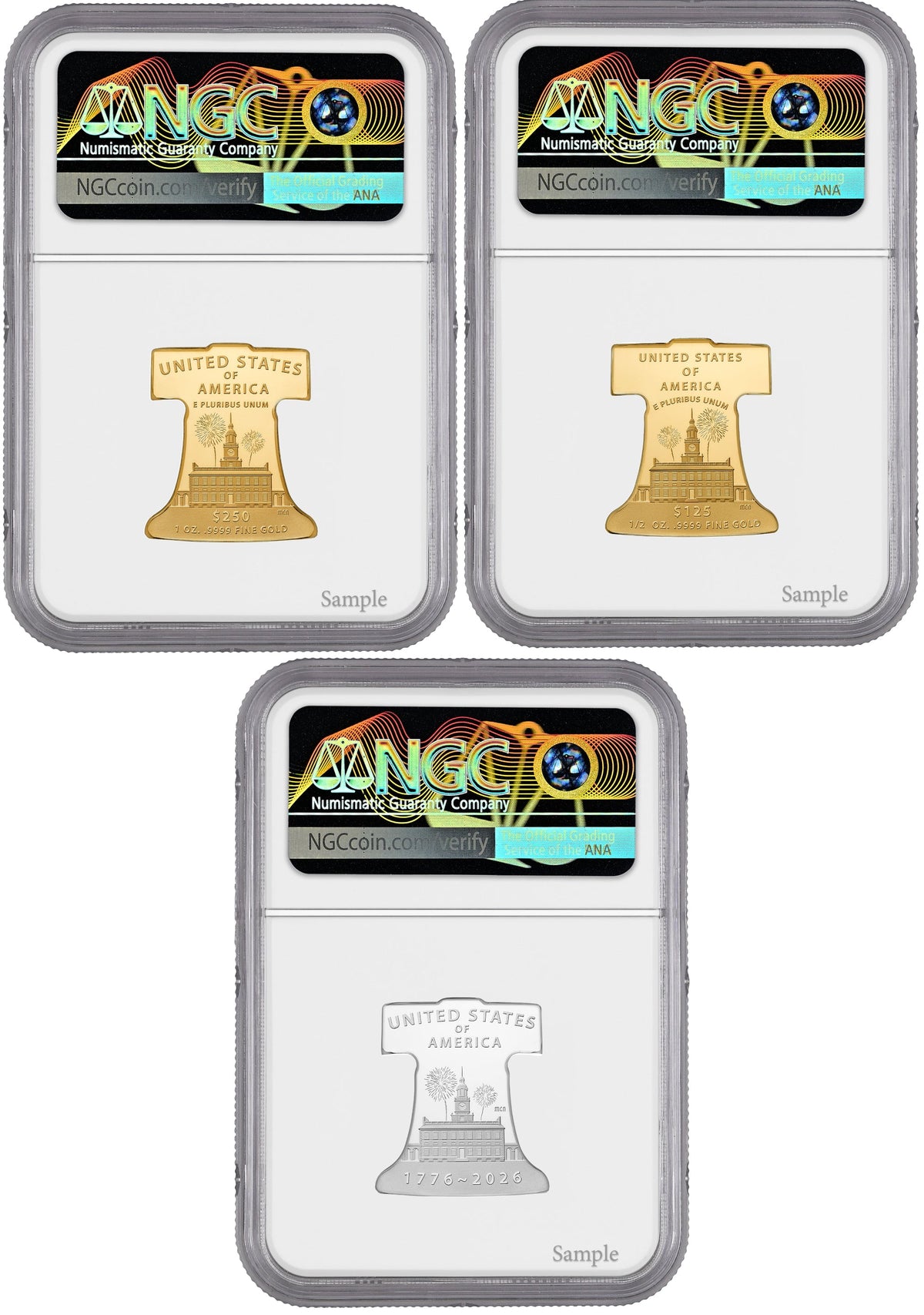 2026-P Freedom Ringing Liberty Bell 3-Coin Set FDI PR70 Congress 250 Label