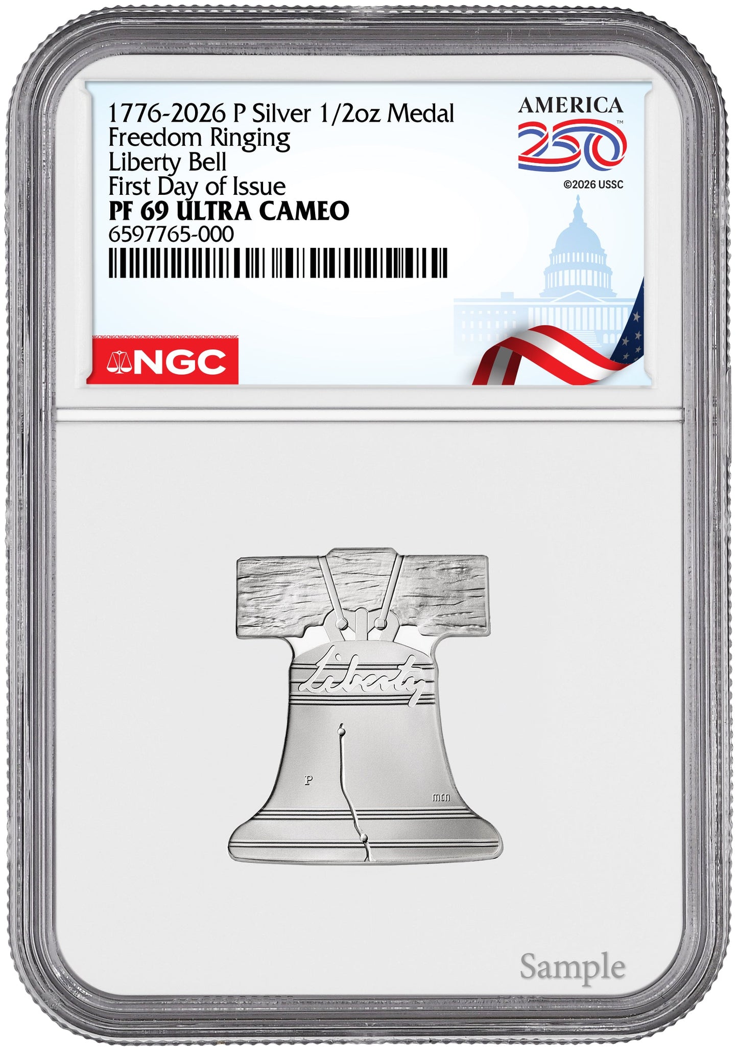 2026-P Freedom Ringing Liberty Bell Silver Medal FDI NGC PF69 Congress