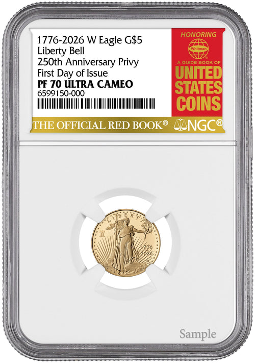 2026-W 1/10 oz Proof Gold Eagle 250 Liberty Bell FDI NGC PF70 (1776-2026) Red Book