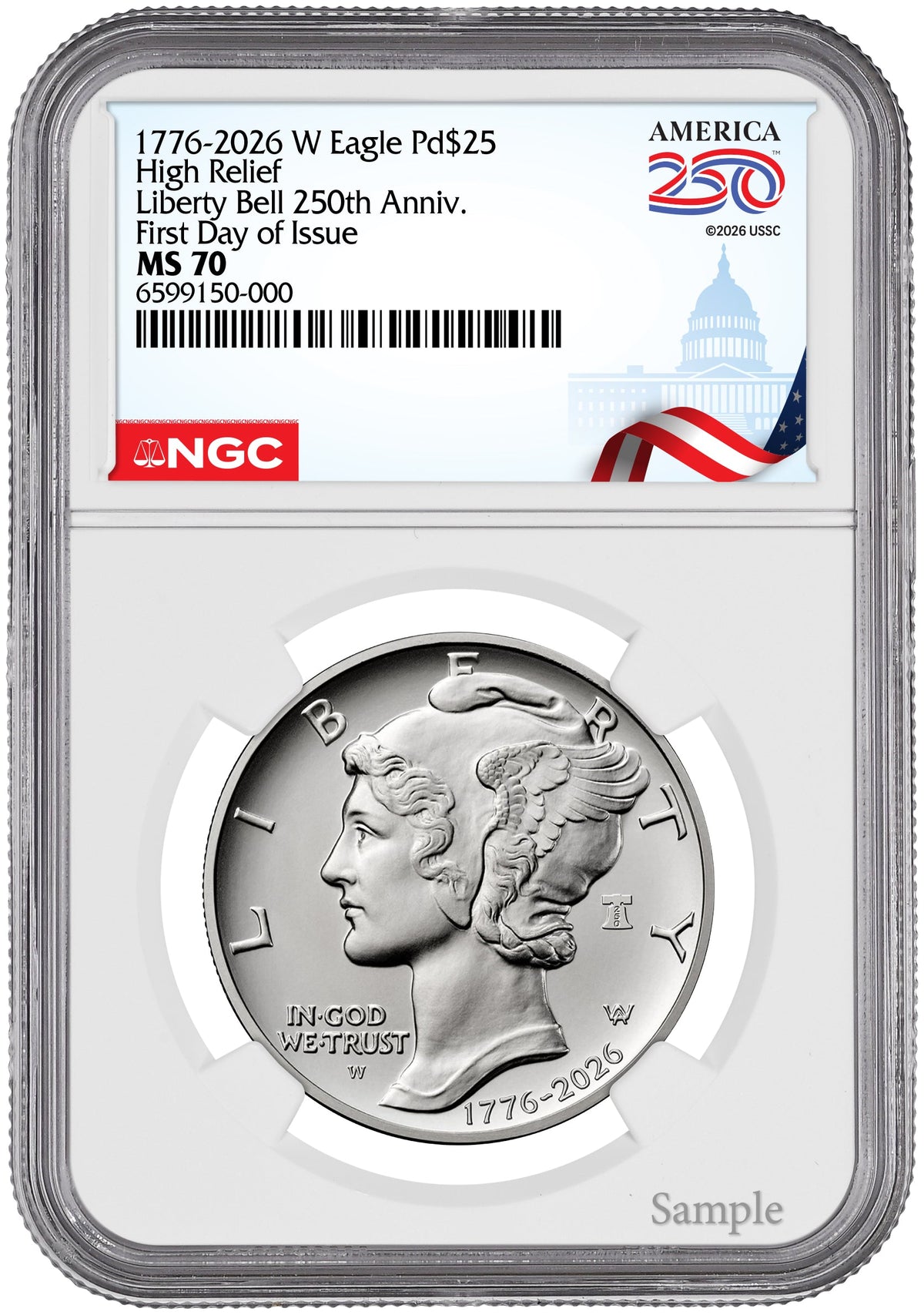 2026-W (1776-2026) $25 Dual Date Liberty Bell Privy Palladium Eagle FDI NGC MS70 Congress