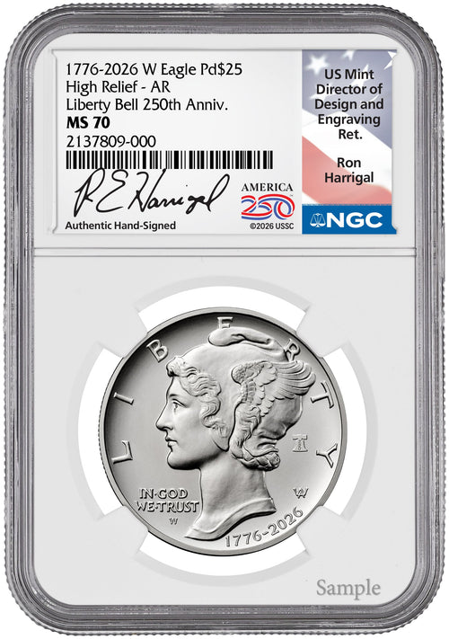 2026-W (1776-2026) $25 Dual Date Liberty Bell Privy Palladium Eagle AR NGC MS70 Harrigal