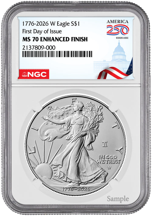 2026-W Enhanced Silver Eagle 250 FDI NGC MS70 (1776-2026) Congress Label