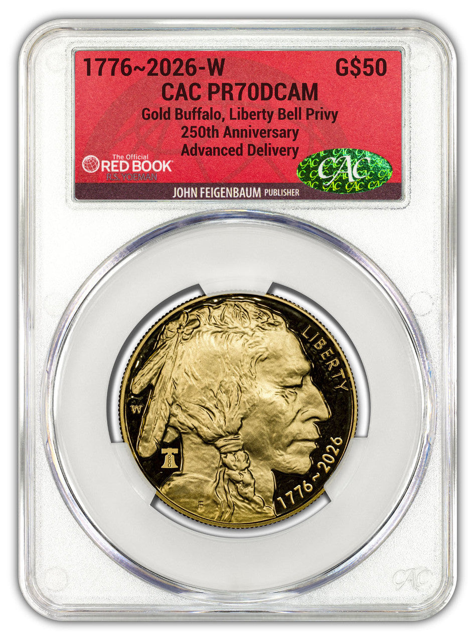 2026-W 1 oz Proof Gold Buffalo AD Liberty Bell CAC PR70 (1776-2026) Red Book