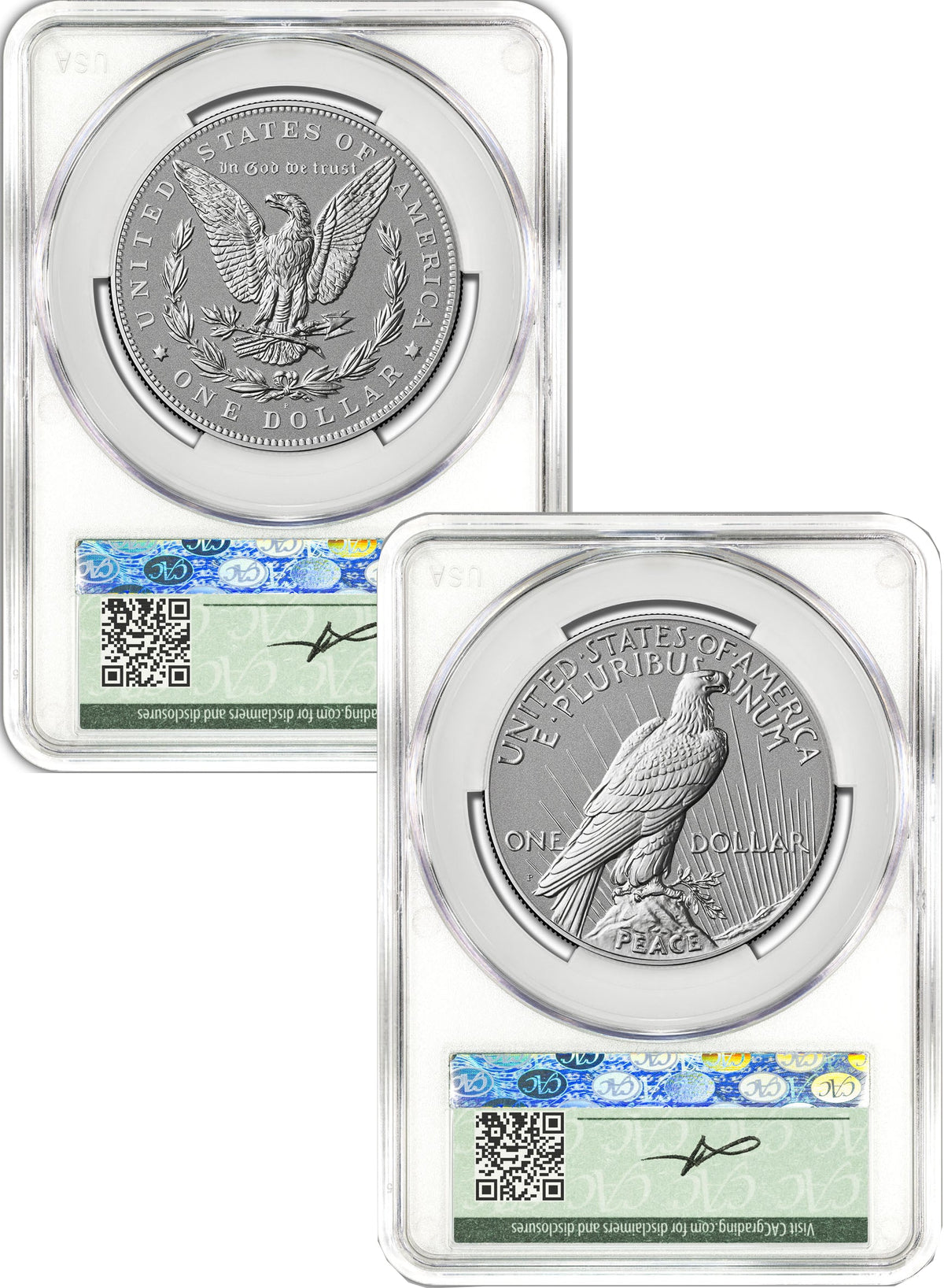 2026-P Morgan and Peace Dollar Reverse Proof 2-Coin Set CAC PR70 FDD Founders Label