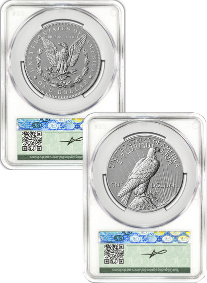 2026-P Morgan and Peace Dollar Reverse Proof 2-Coin Set CAC PR70 FDD Founders Label
