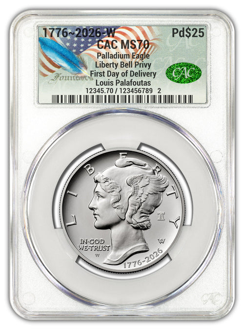 2026-W (1776-2026) $25 Dual Date Liberty Bell Privy Palladium Eagle FDD CAC MS70 Founders