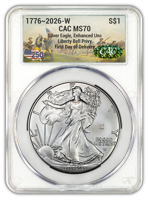 2026-W Enhanced Silver Eagle 250 FDD CAC MS70 (1776-2026) Battlefield