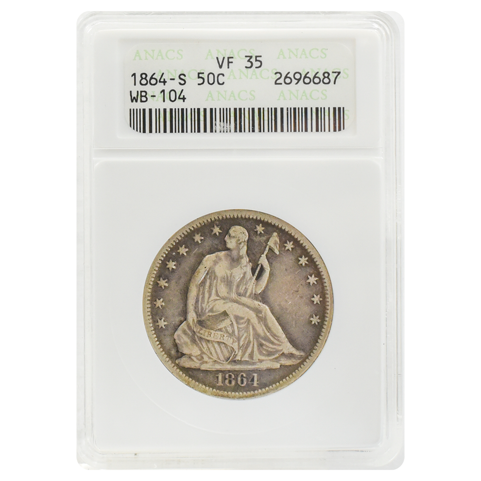 1864-S Liberty Seated Half Dollar VF35 ANACS