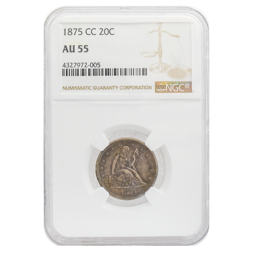 1875-CC Twenty Cent Piece AU55 NGC