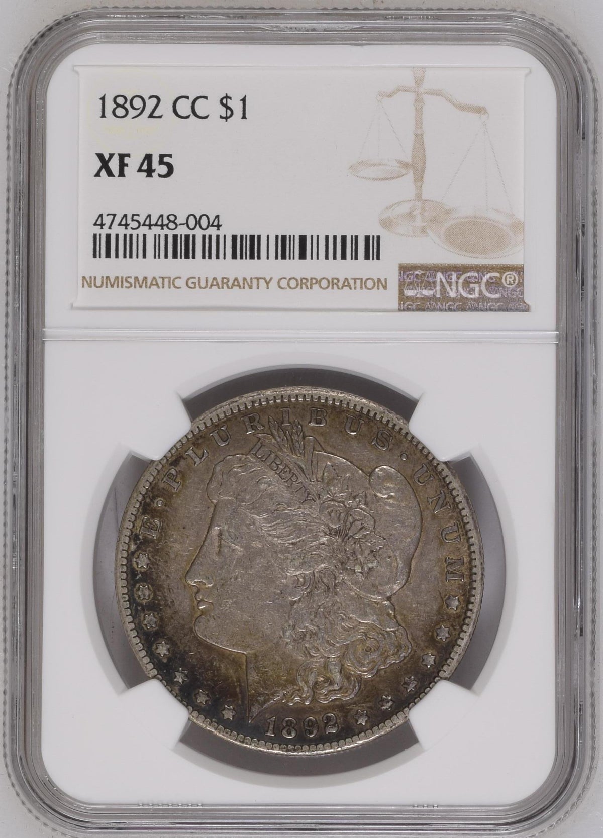 1892-CC $1 Morgan Silver Dollar XF45 NGC