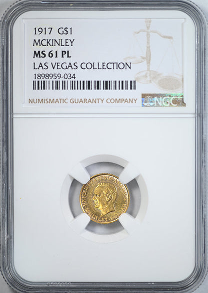 1917 McKinley Classic Commemorative Gold Dollar G$1 NGC MS61PL - Prooflike