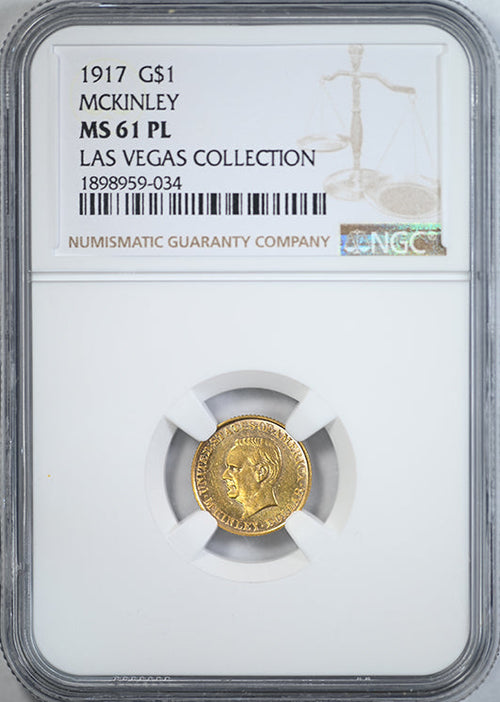 1917 McKinley Classic Commemorative Gold Dollar G$1 NGC MS61PL - Prooflike