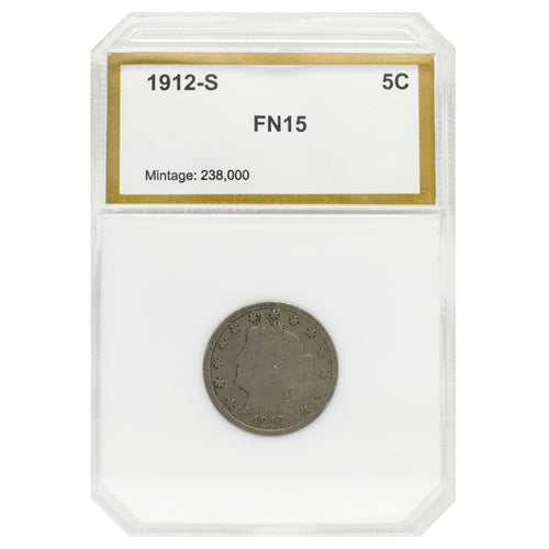 1912-S Liberty "V" Nickel (FN15) PCI