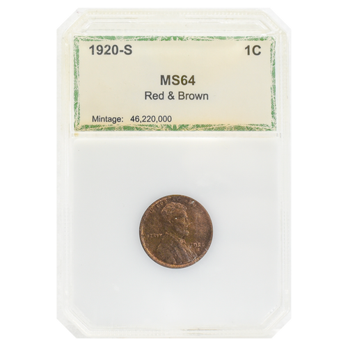 1920-S Wheat Cent MS64 Red-Brown