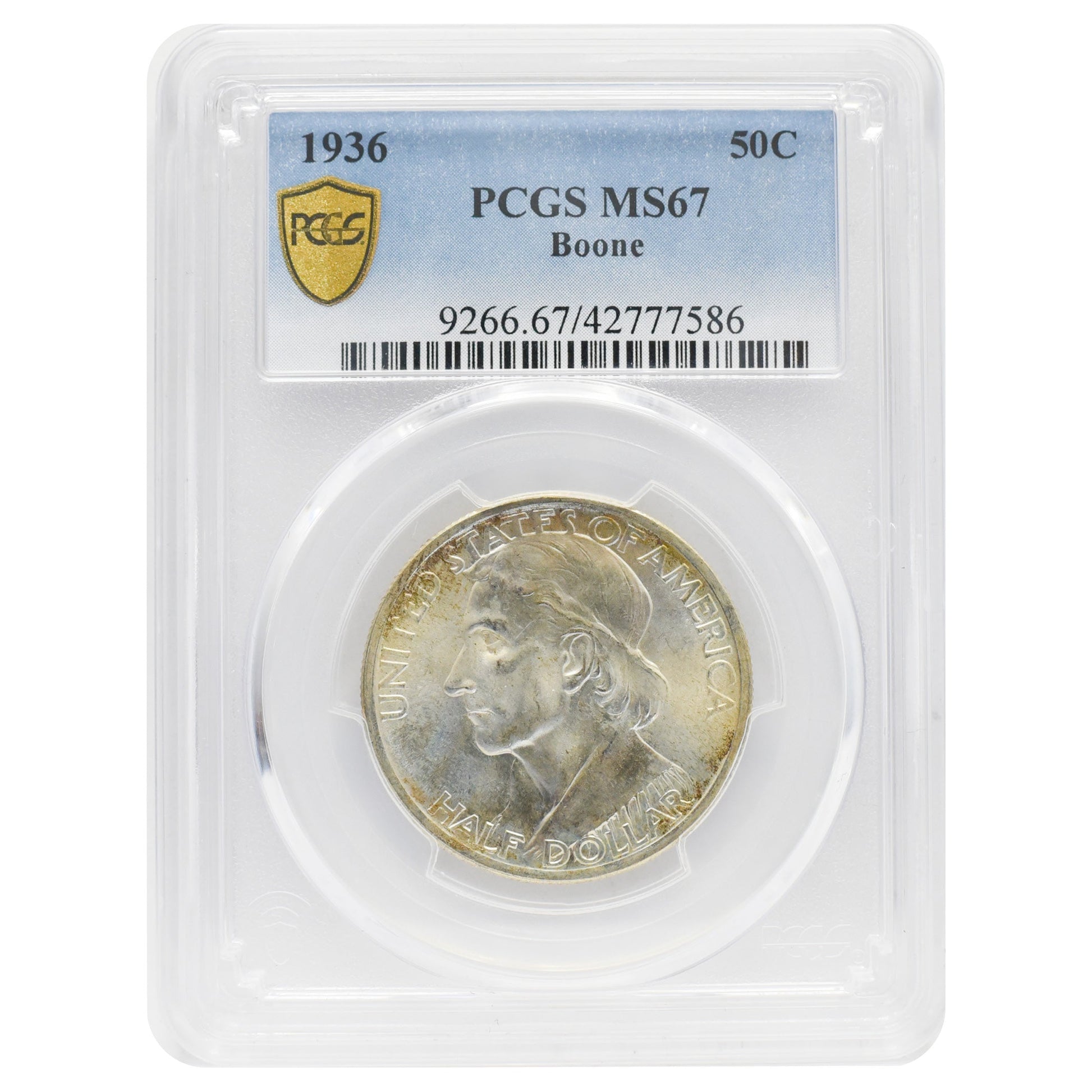 1936 Boone Commemorative Half Dollar MS67 PCGS