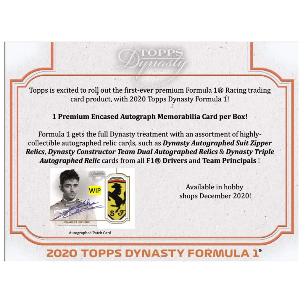 20 Topps Formula 1 Dynasty Racing